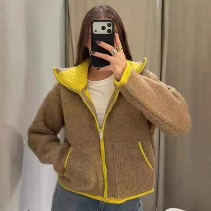 Veste Bomber Maille Contrastée – Style Urbain Moderne